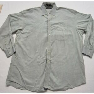 Tommy‎ Hilfiger Golden Crest men's dress shirt 17.5/35 white/green/grey checker